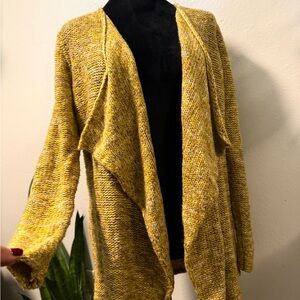 Cozy Aerie Mustard Yellow Open-Front Sweater